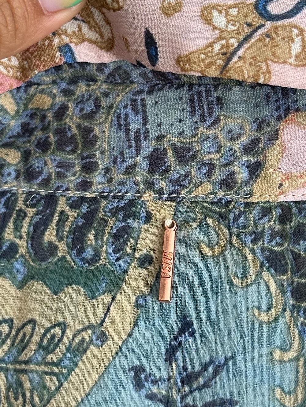 MISA Los Angles Mita Dress in patchwork Batik Size L - Picture 8 of 8